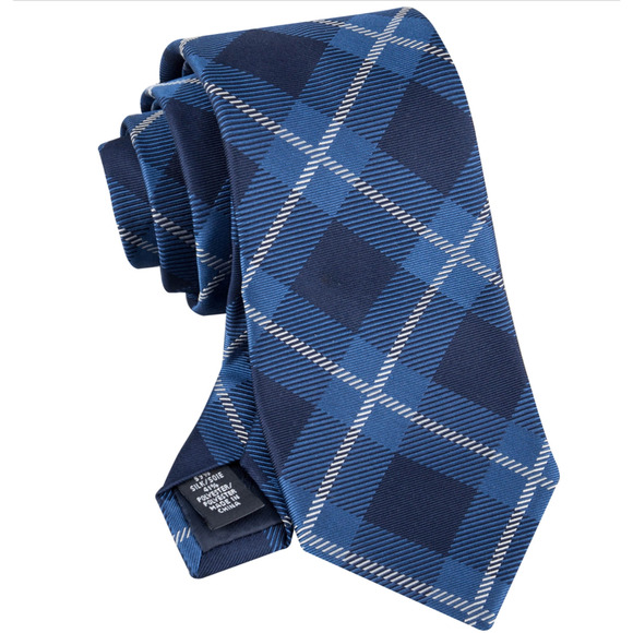 Tommy Hilfiger Men Large Windowpane Tie Navy/White - Picture 1 of 1